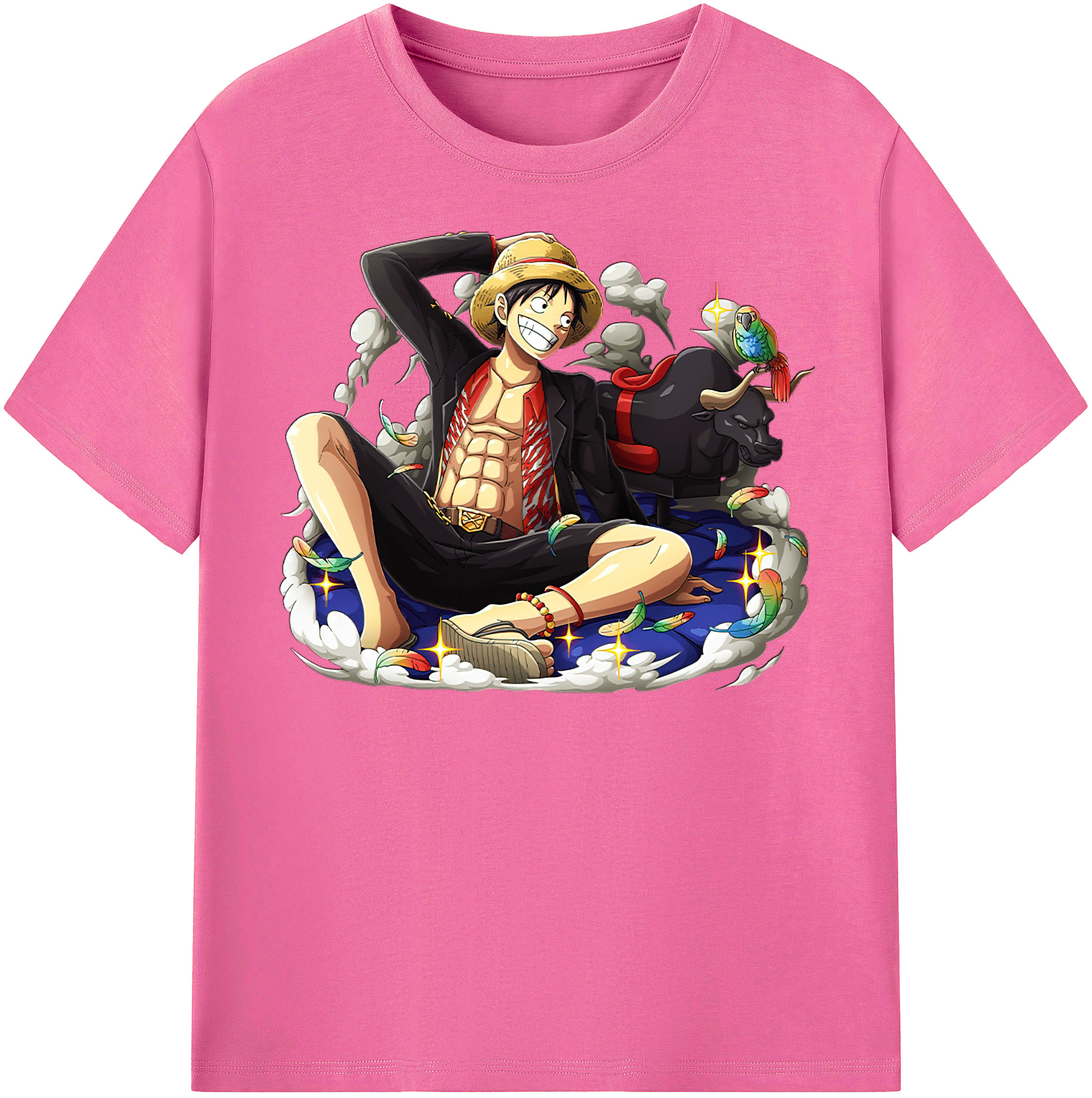 ワンピース モンキー・D・ルフィ ONE PIECE Monkey D. Luffy レディースカジュアルプリントTシャツ（綿100％）